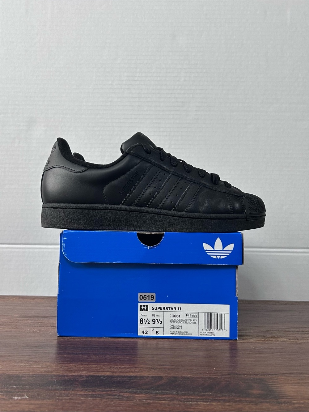adidas Superstar II Triple Black Core Black Men’s 8.5/Women’s 9.5